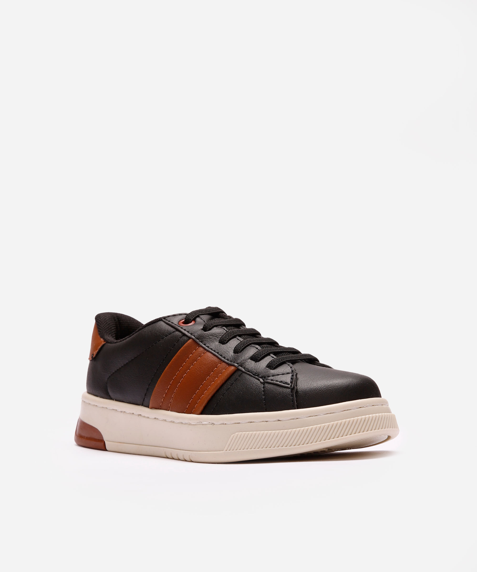 tênis casual infantil com recortes preto