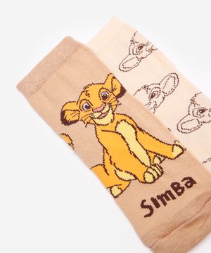 kit de 2 meias infantis simba bege