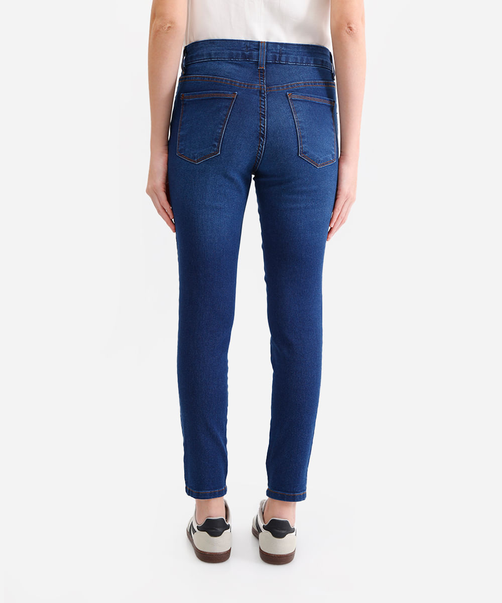 calça skinny feminina jeans cintura média azul
