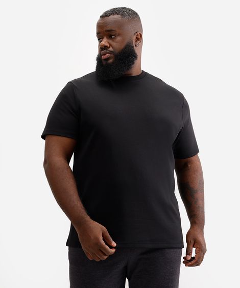 camiseta de algodão peruano bold plus size preta