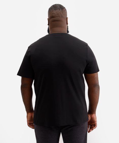camiseta de algodão peruano bold plus size preta