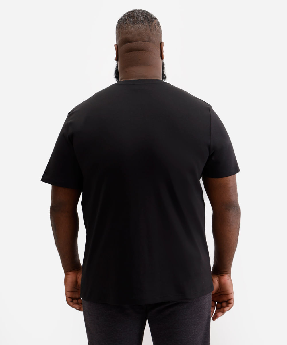camiseta de algodão peruano bold plus size preta