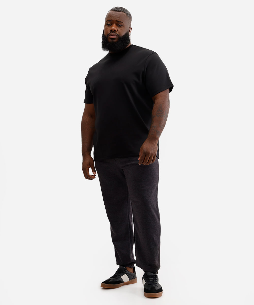 camiseta de algodão peruano bold plus size preta