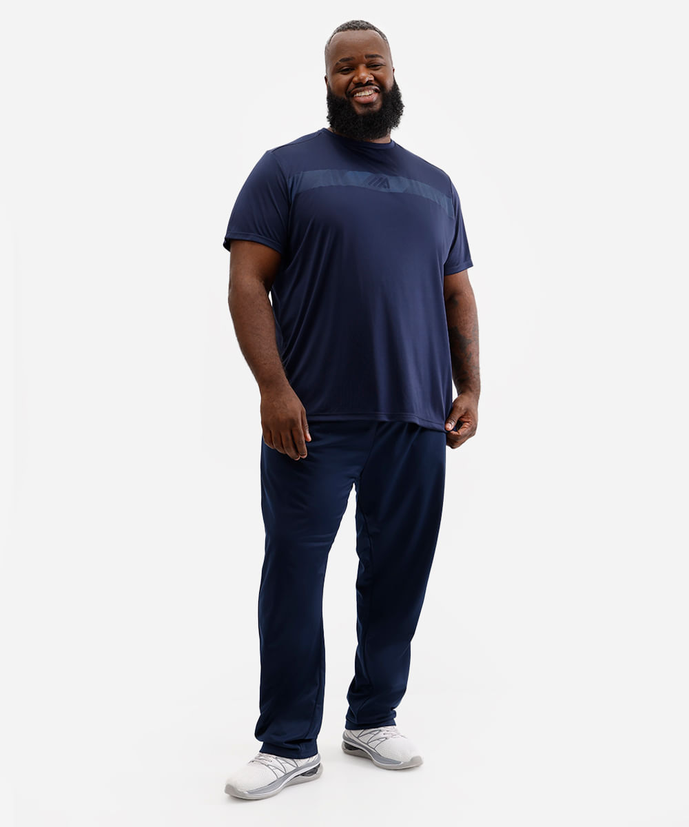 camiseta masculina esportiva plus size - azul marinho