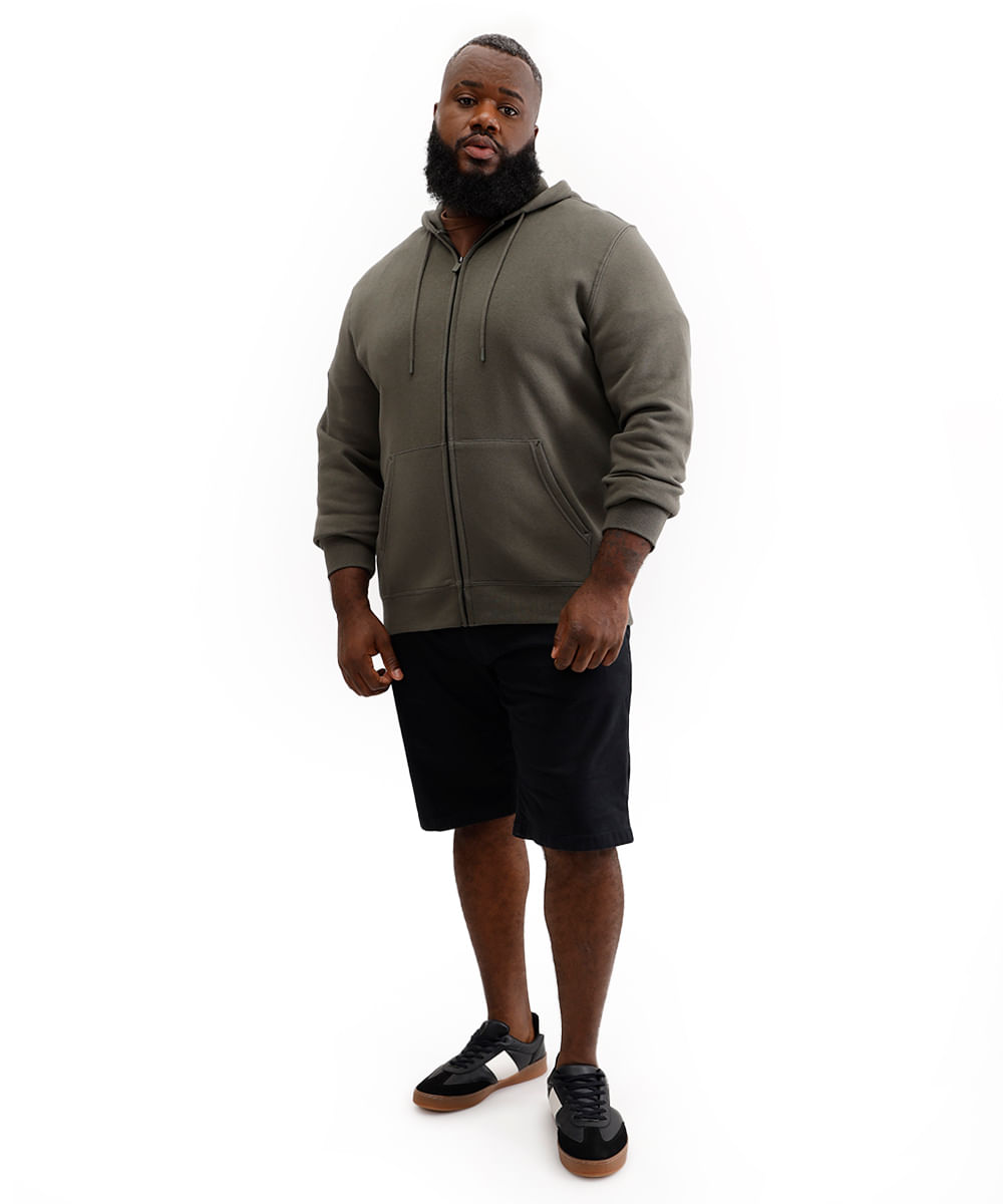 jaqueta de moletom básica plus size verde