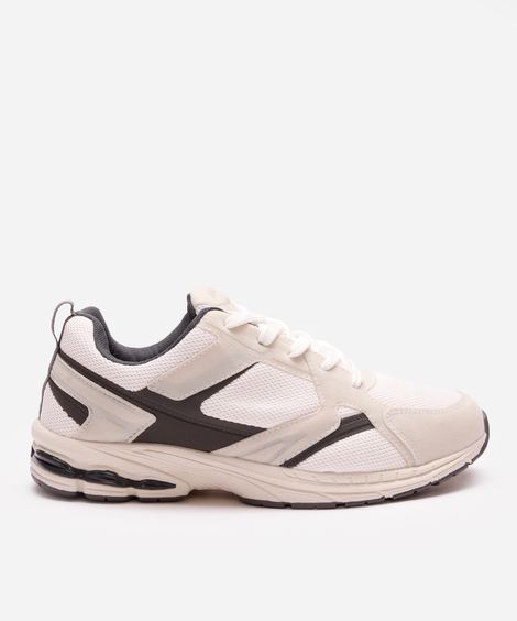 tênis esportivo ace com recortes em camurça off white