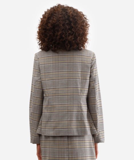 blazer feminino de alfaiataria xadrez marrom