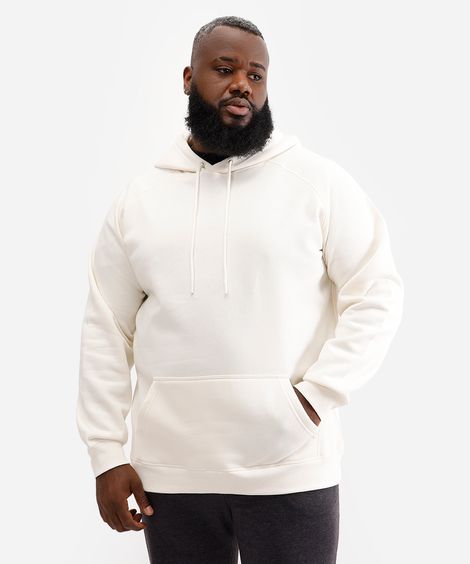 blusão de moletom plus size com capuz off white