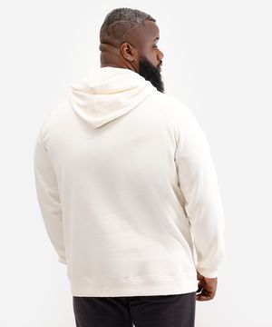 blusão de moletom plus size com capuz off white
