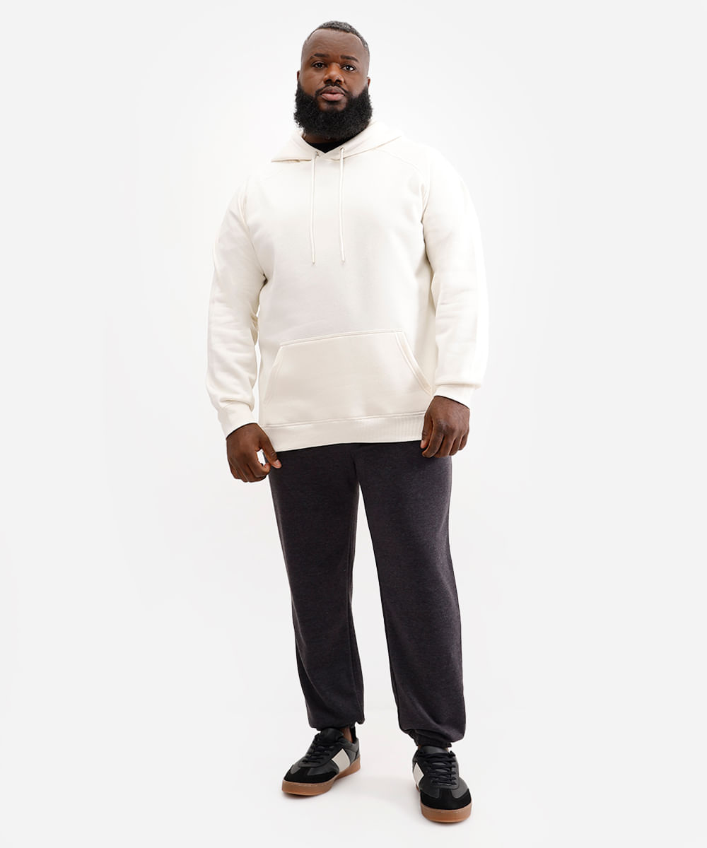 blusão de moletom plus size com capuz off white