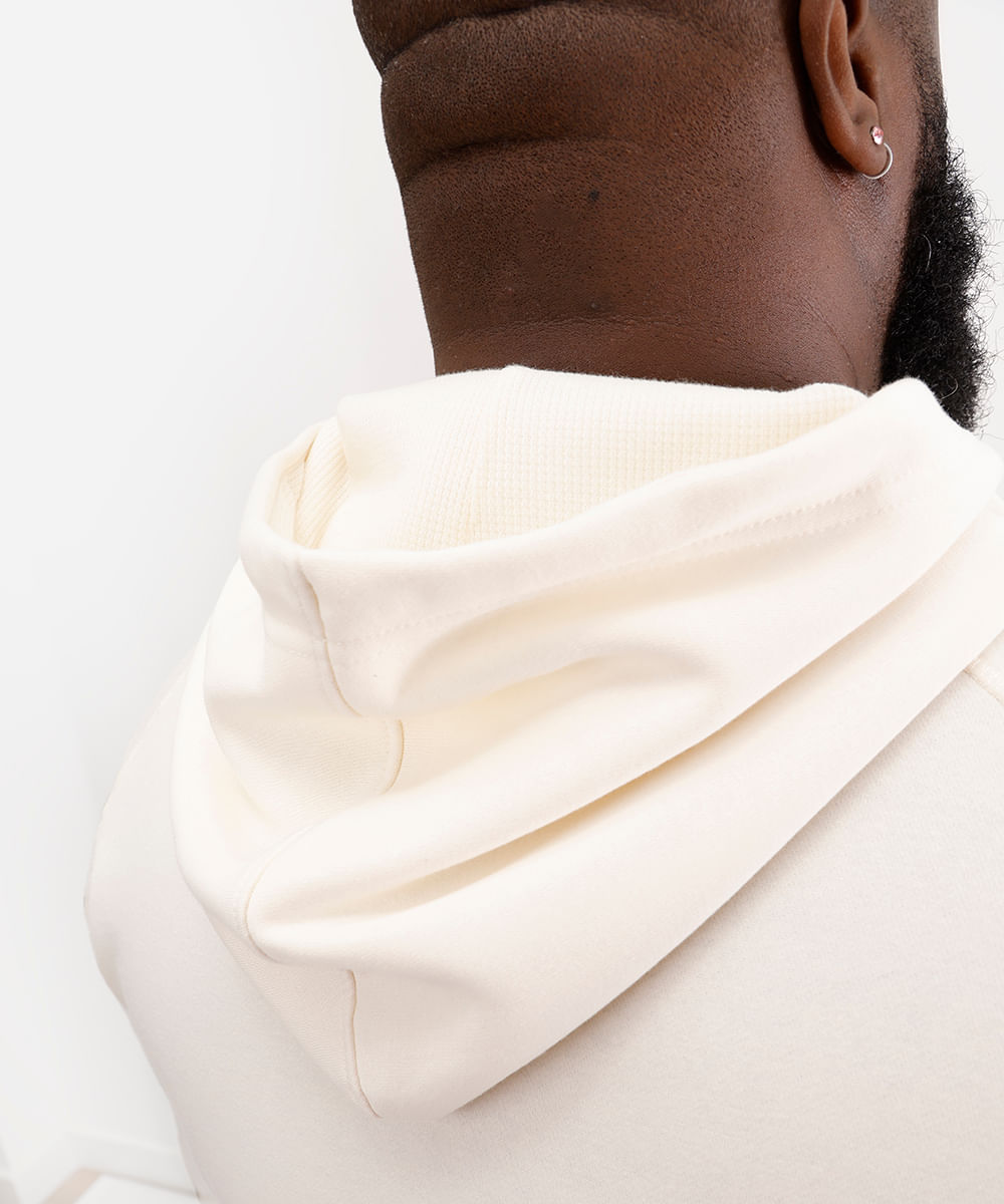 blusão de moletom plus size com capuz off white