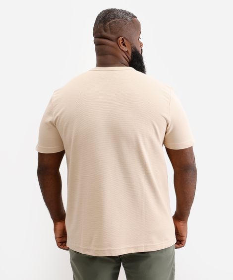 blusa comfort masculina com botões texturizada plus size bege
