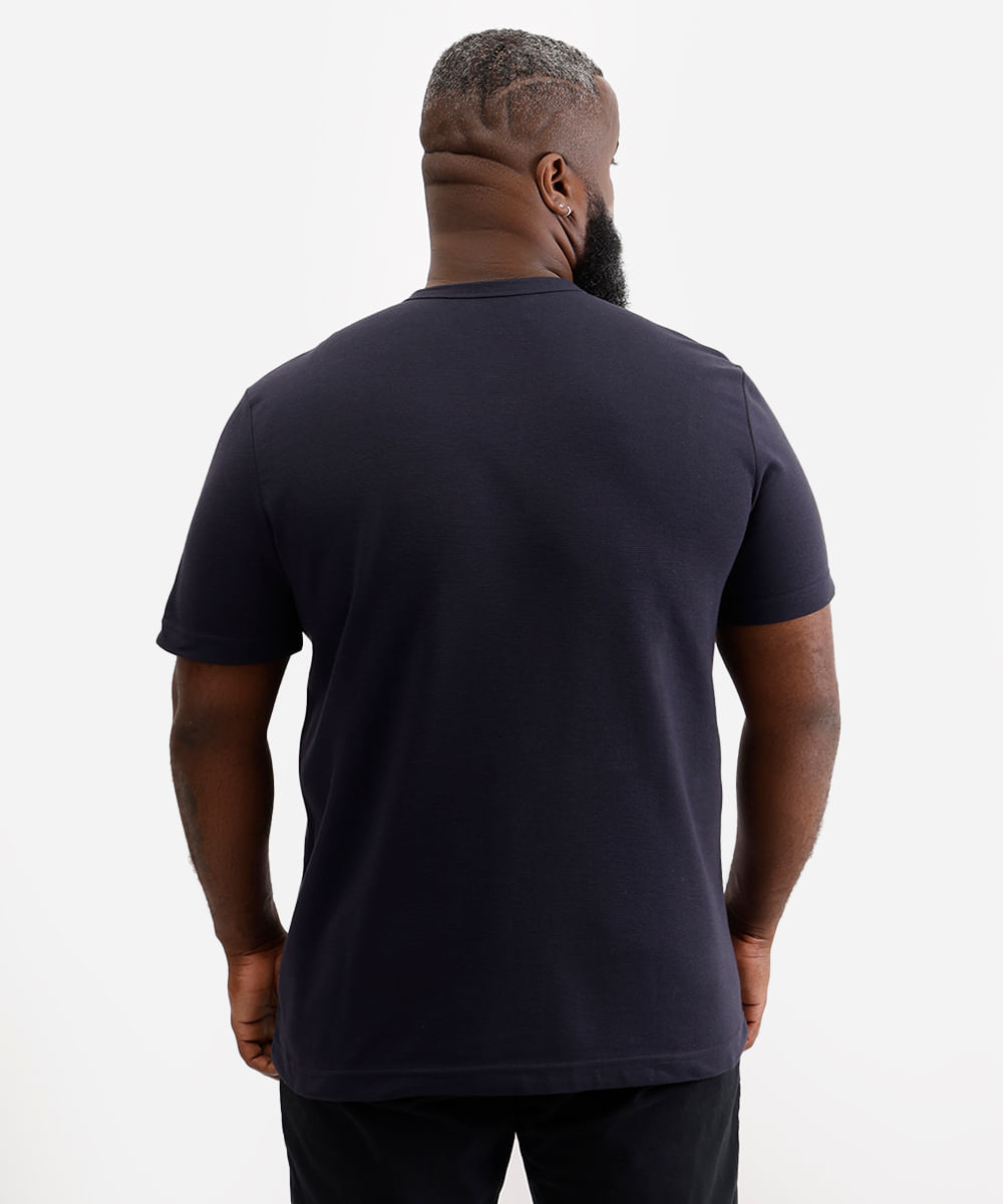 blusa comfort masculina com botões texturizada plus size azul