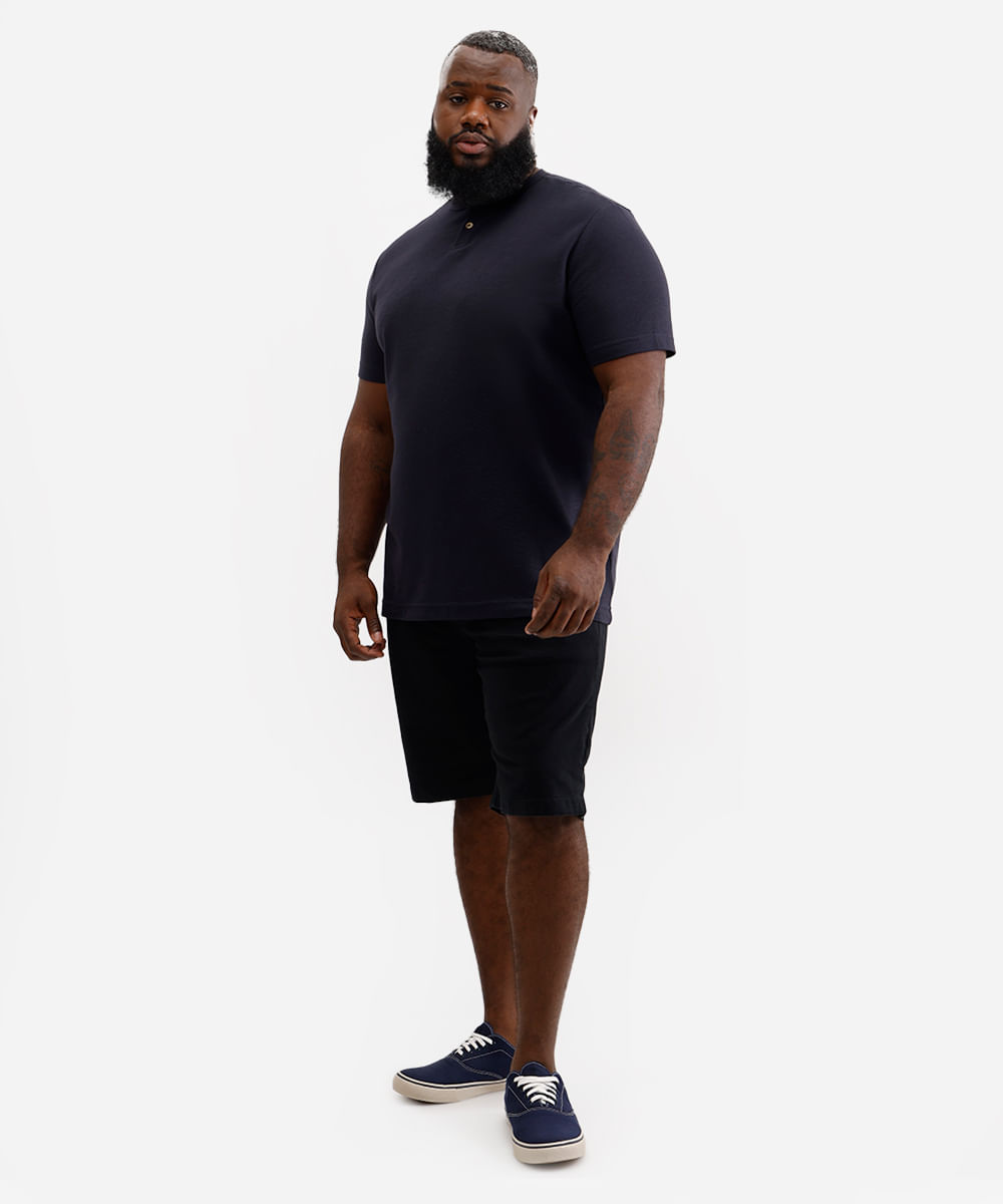 blusa comfort masculina com botões texturizada plus size azul