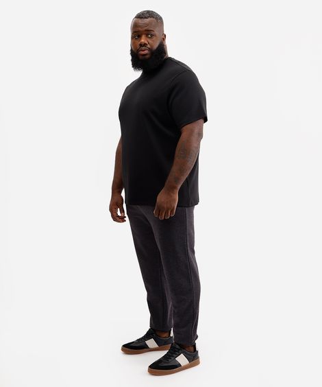 calça jogger masculina de moletom básica plus size cinza