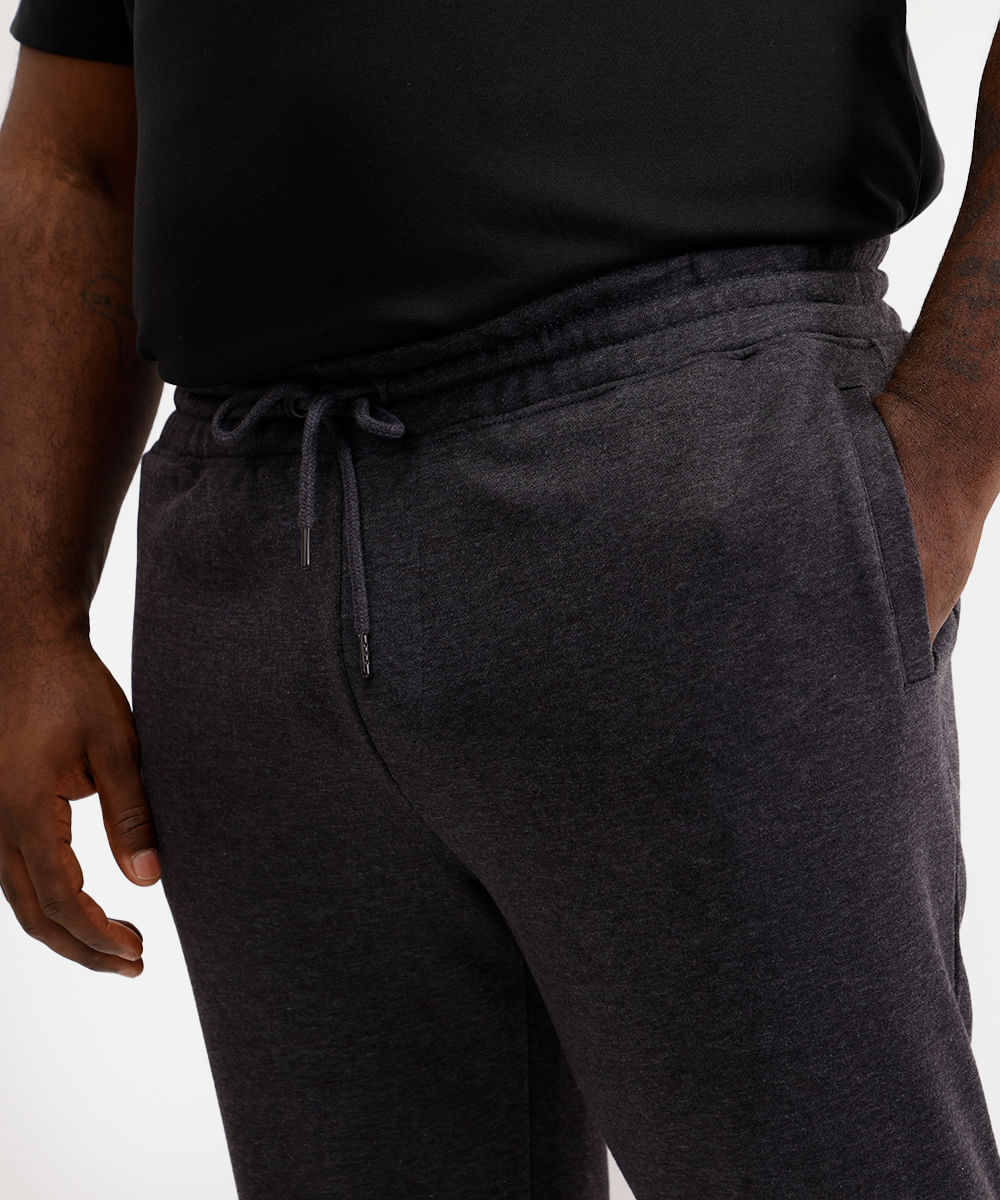 calça jogger masculina de moletom básica plus size cinza