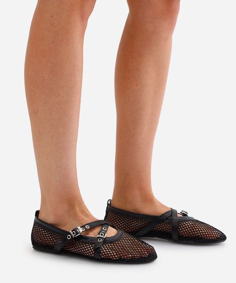sapatilha de telinha com fivela oneself preta
