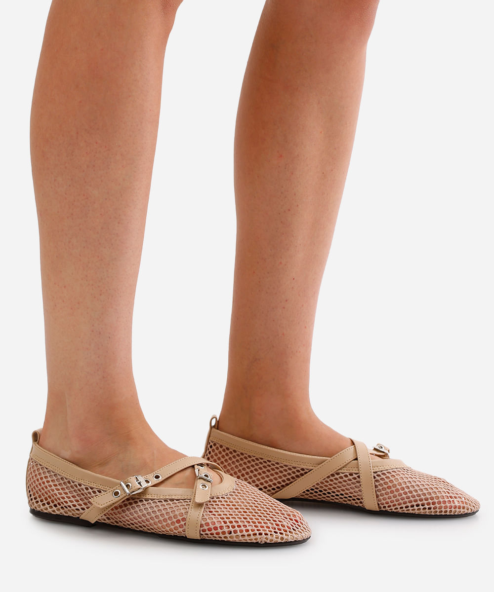 sapatilha de telinha com fivela oneself bege