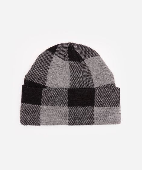 gorro masculino xadrez cinza
