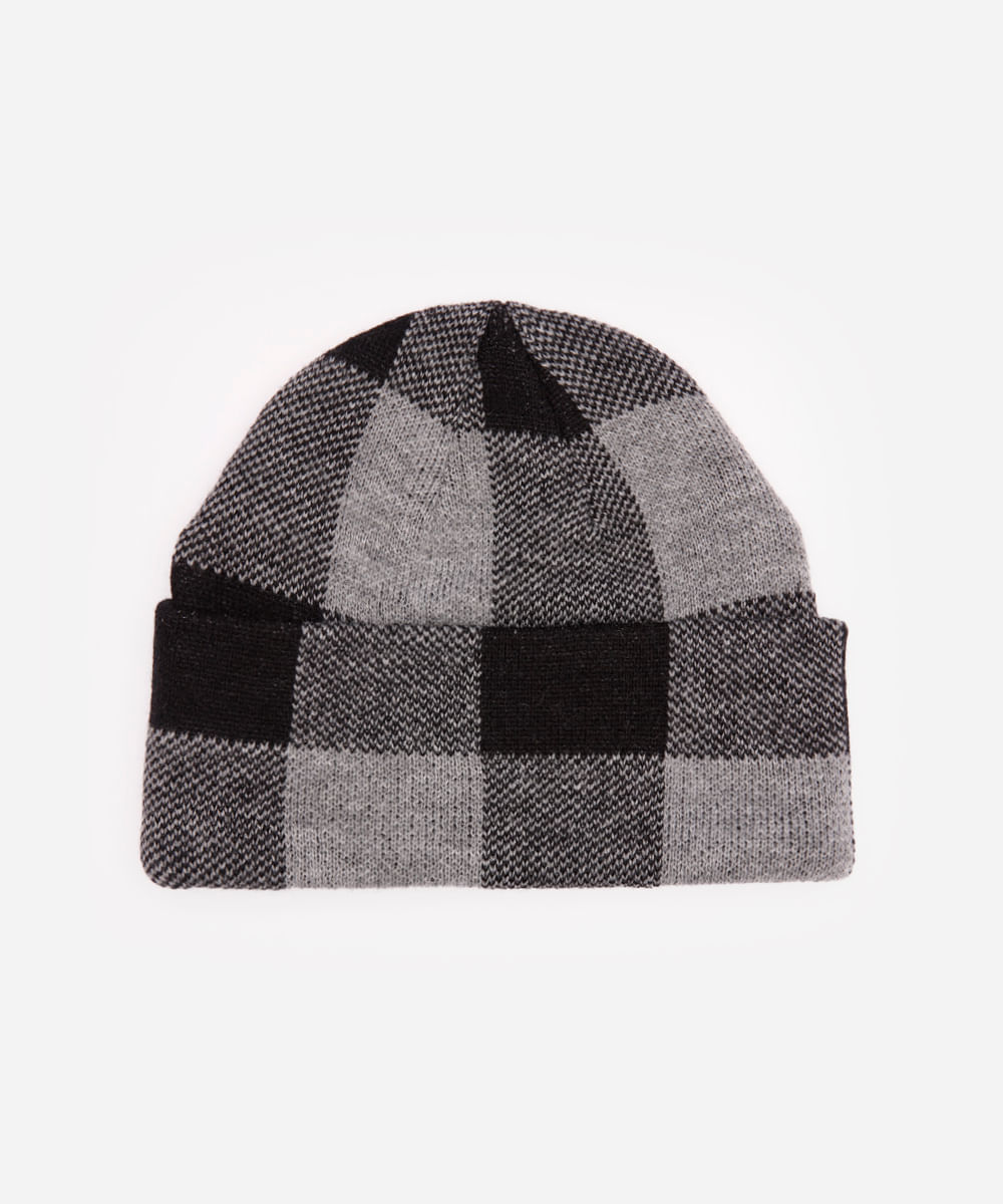 gorro masculino xadrez cinza
