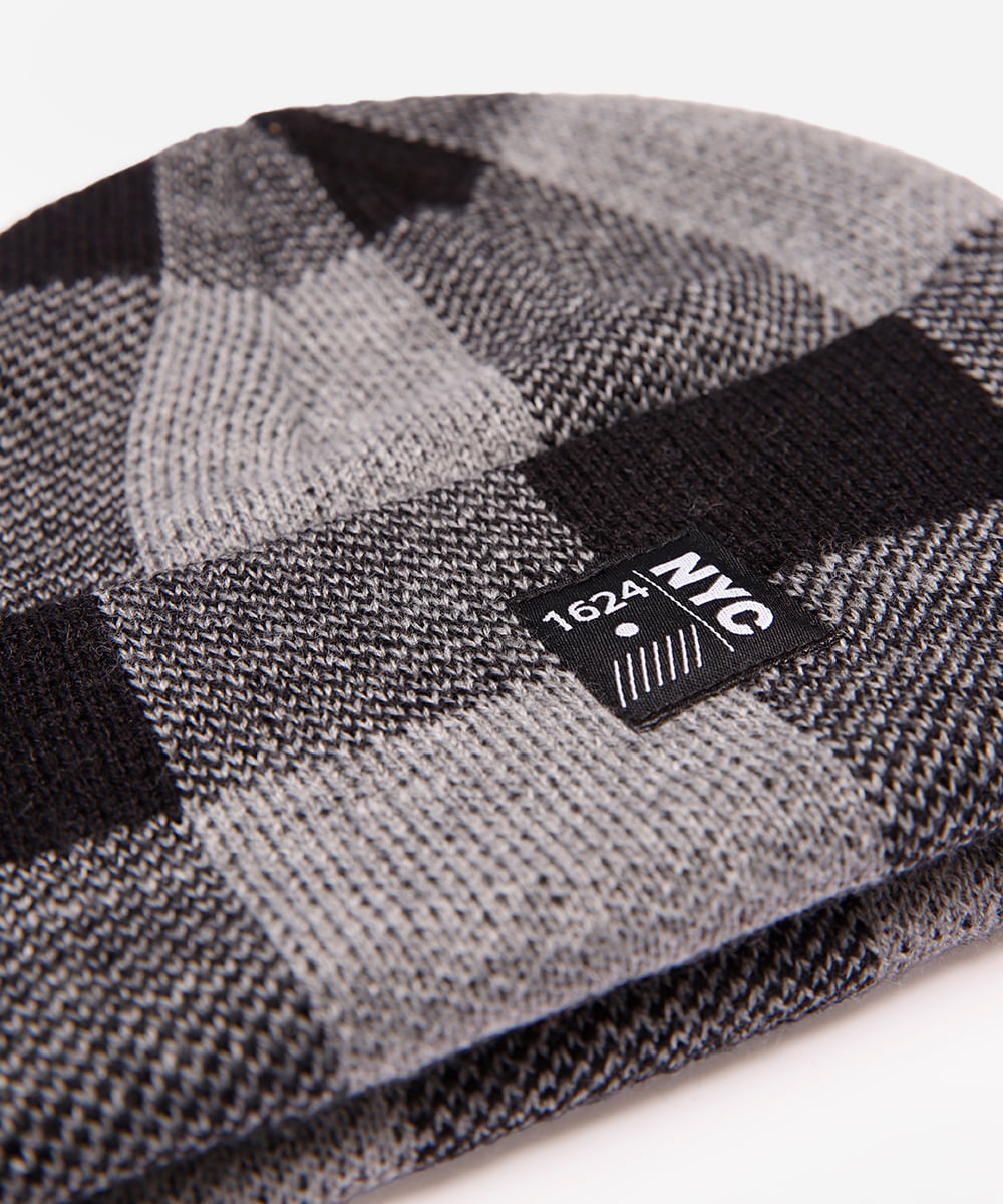 gorro masculino xadrez cinza