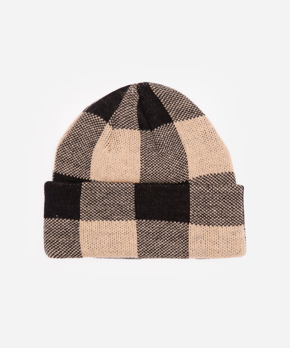 gorro masculino xadrez bege