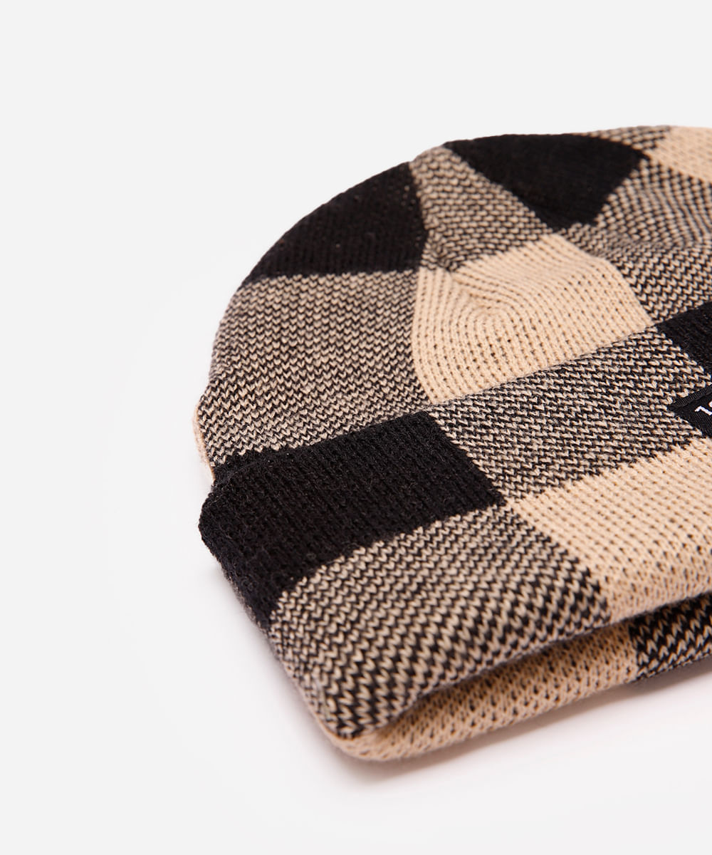 gorro masculino xadrez bege