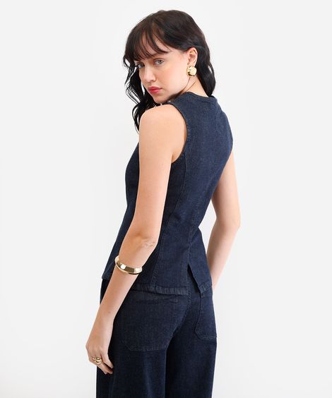 colete feminino jeans azul