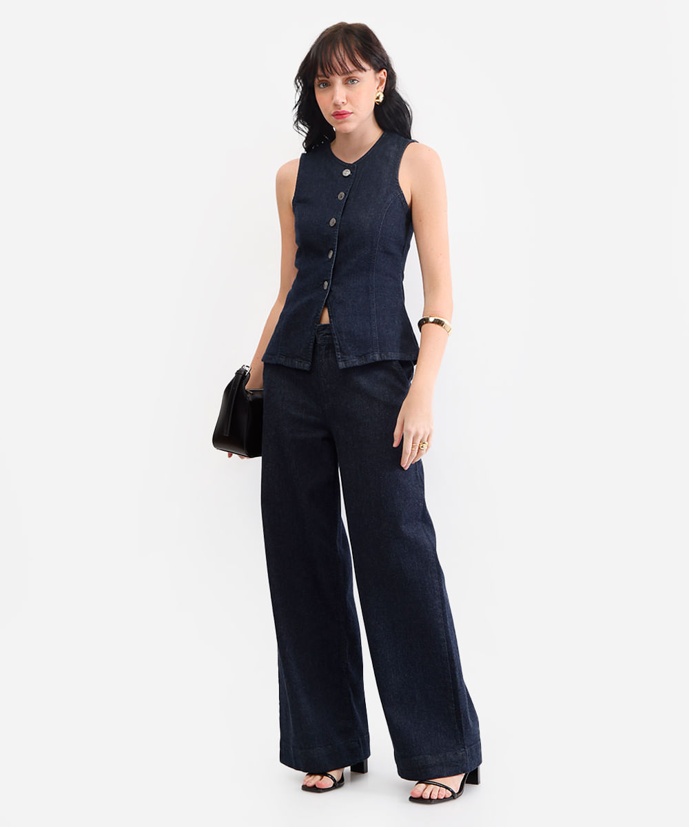 colete feminino jeans azul