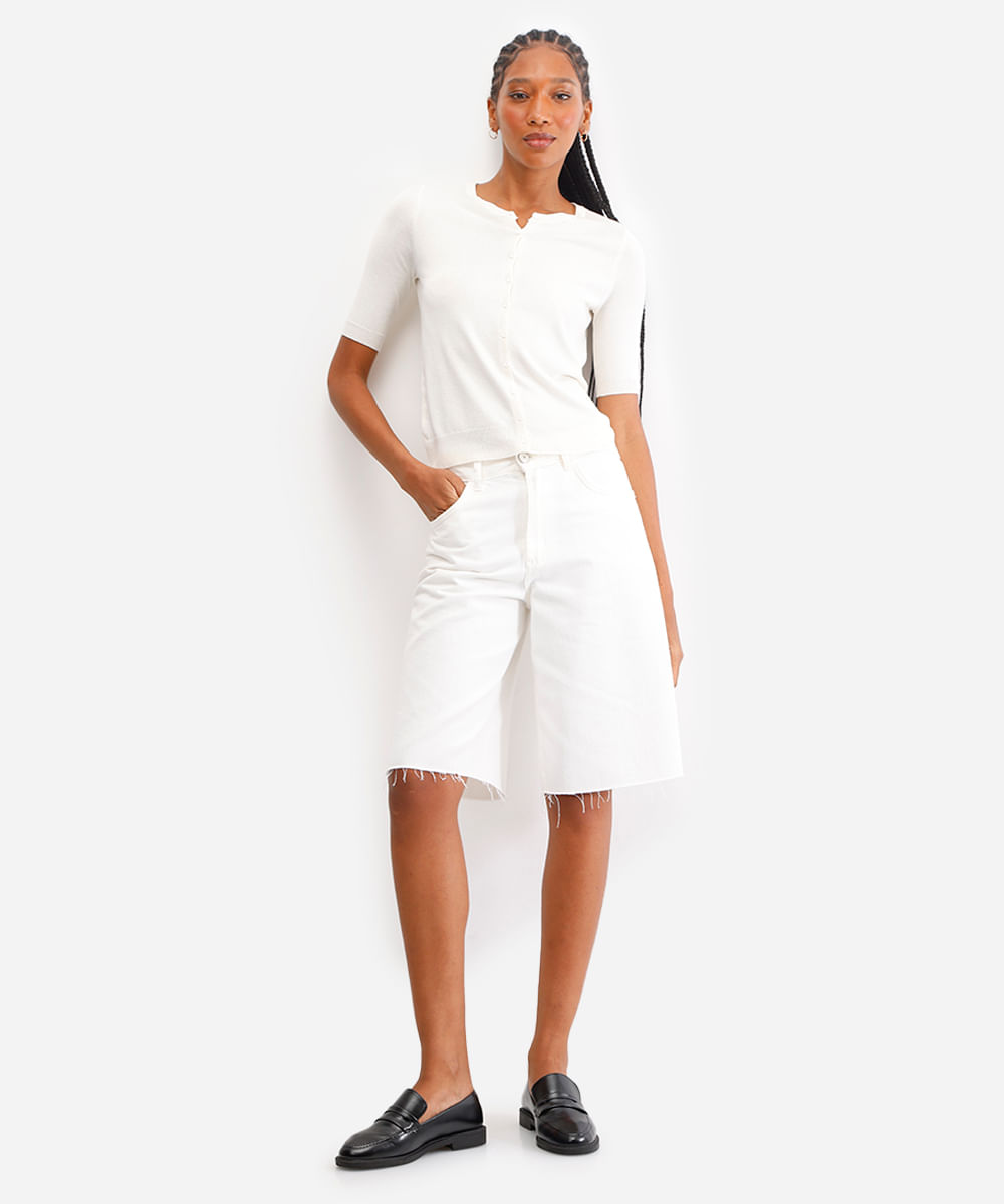blusa feminina de tricot decote redondo amarela