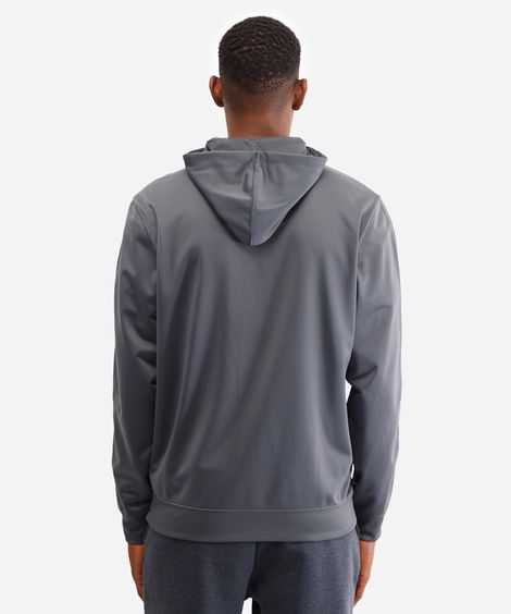 jaqueta com bolsos gola alta com capuz esportiva ace cinza