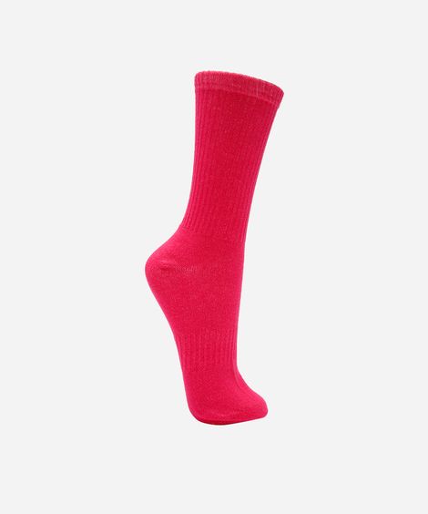 meia cano longo canelada rosa