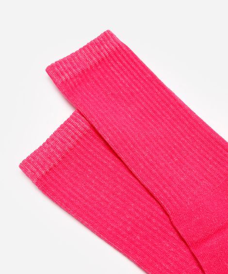 meia cano longo canelada rosa