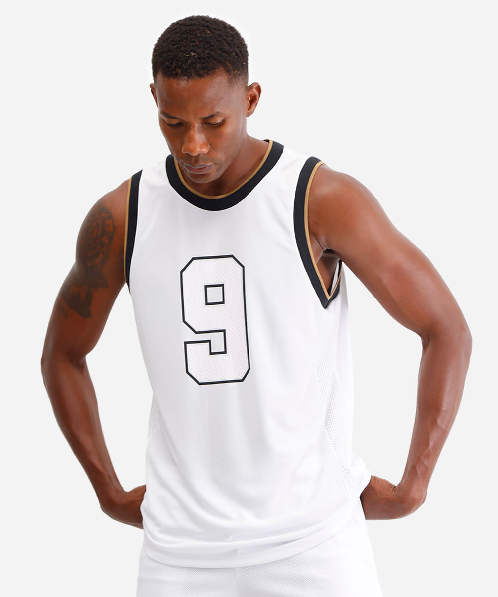 regata basquete masculina esportiva ace branca