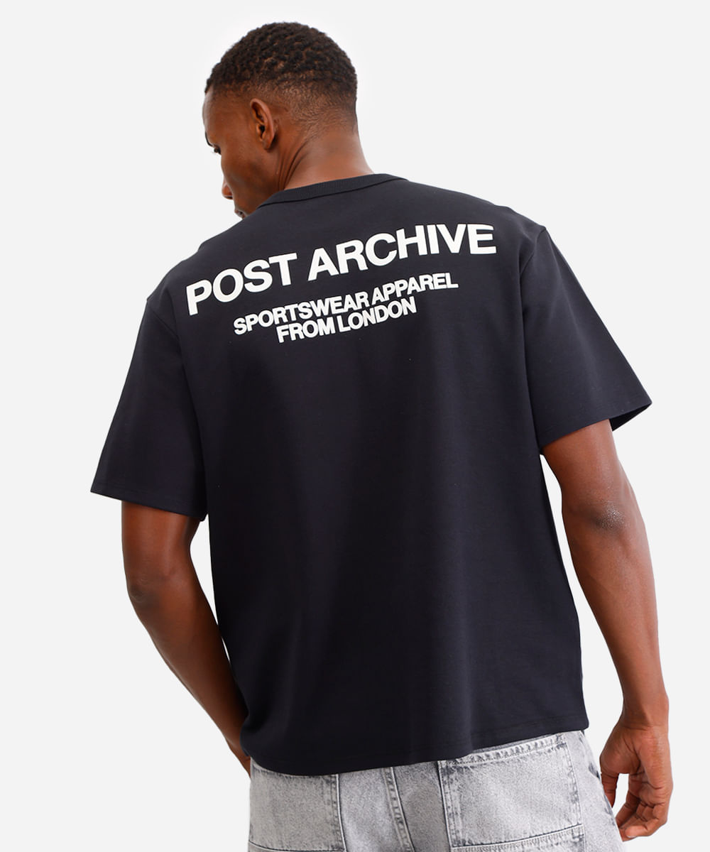 camiseta masculina de algodão post archive - preto