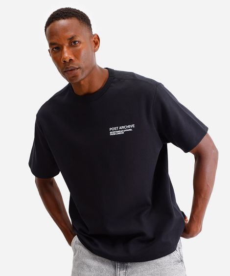 camiseta masculina de algodão post archive - preto