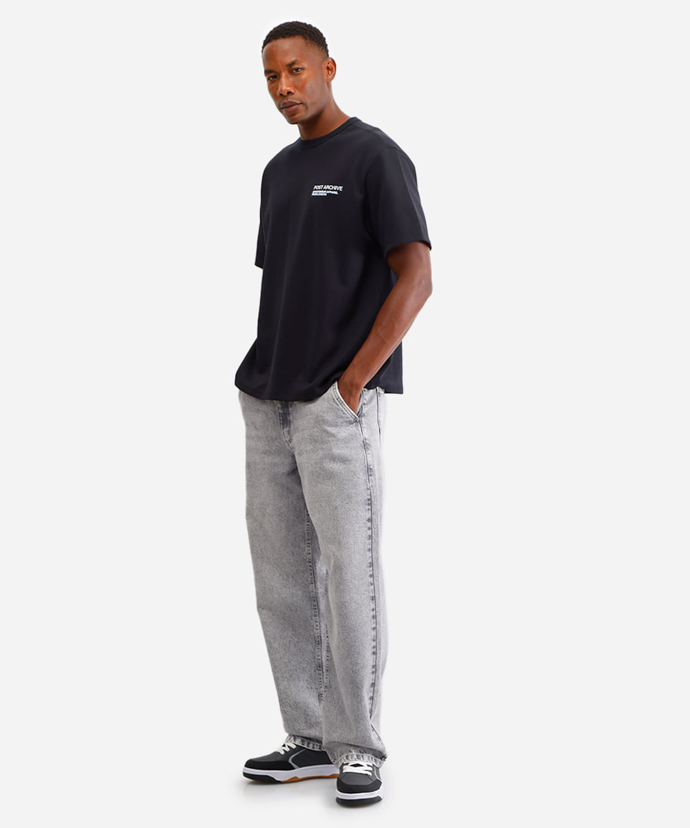 camiseta masculina de algodão post archive - preto