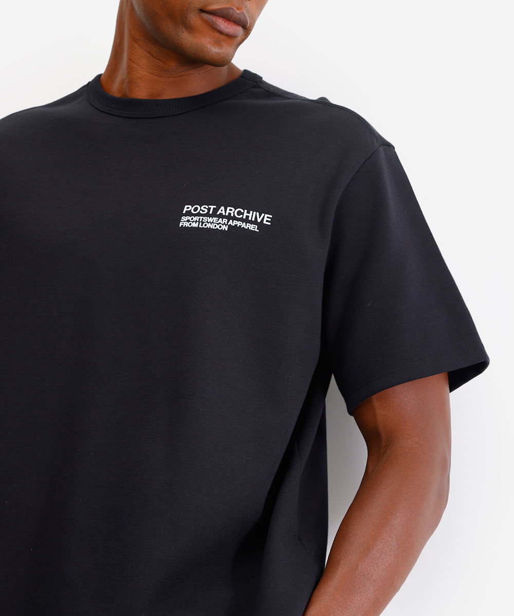 camiseta masculina de algodão post archive - preto