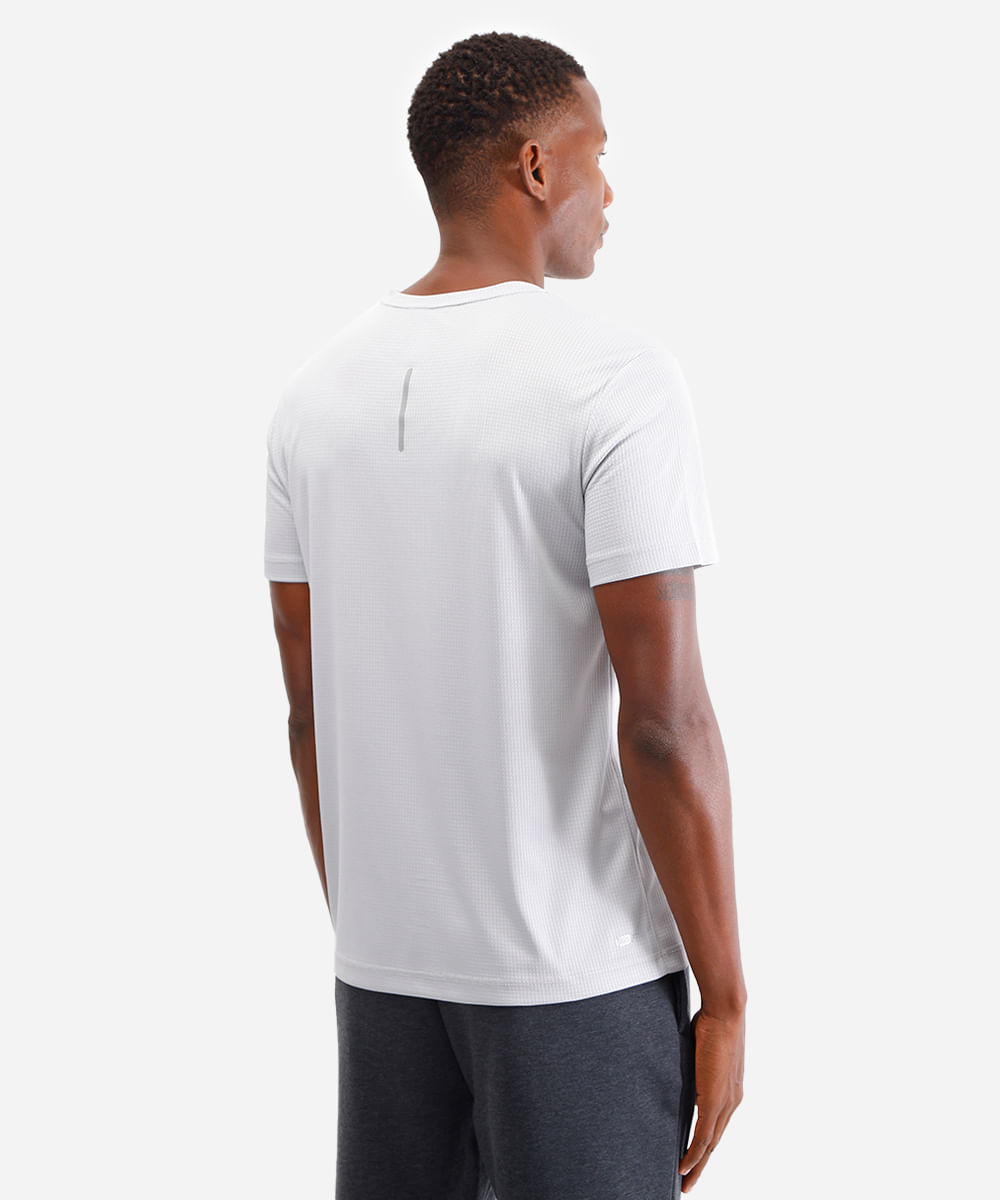 camiseta esportiva masculina run texturizada cinza