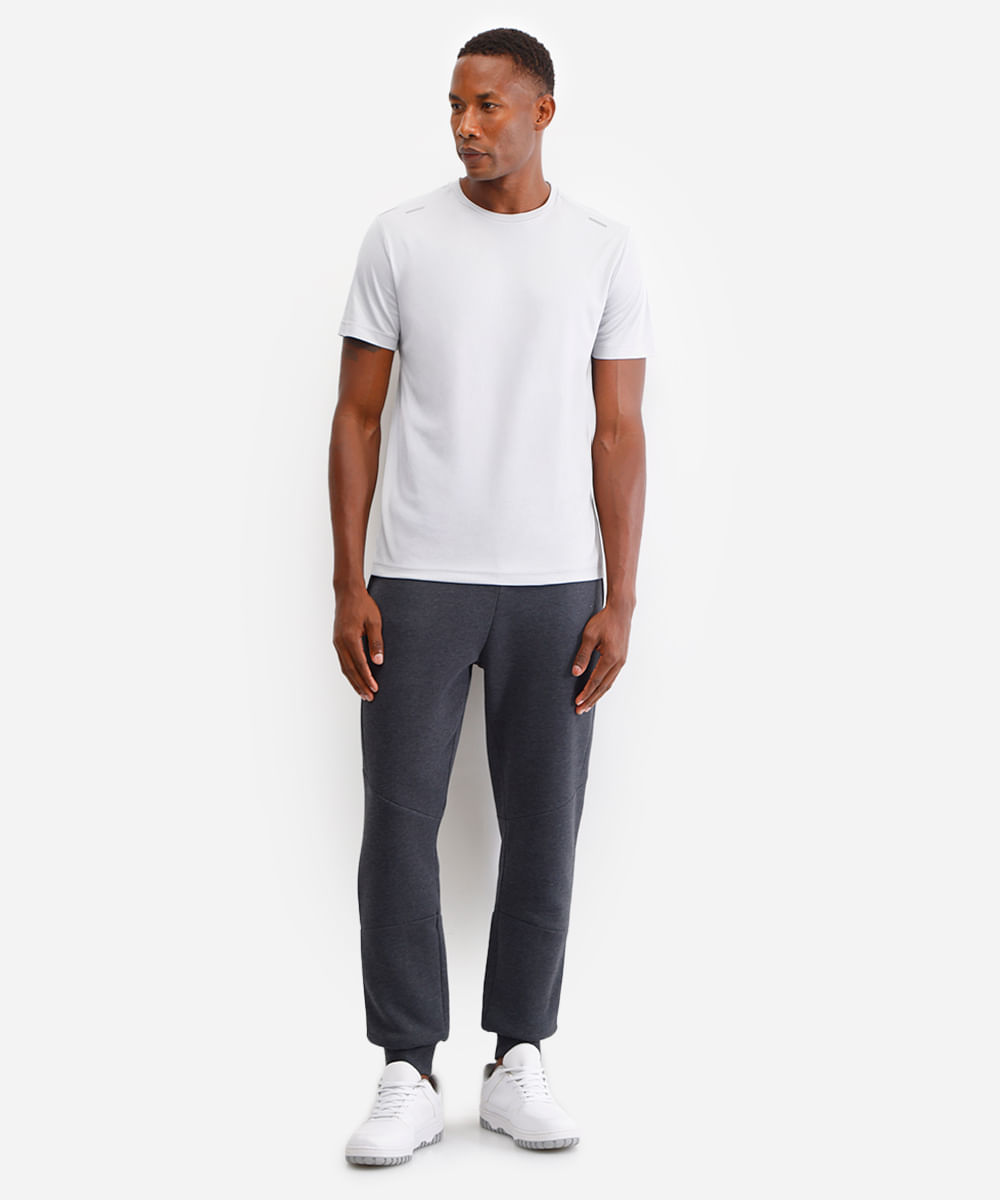 camiseta esportiva masculina run texturizada cinza