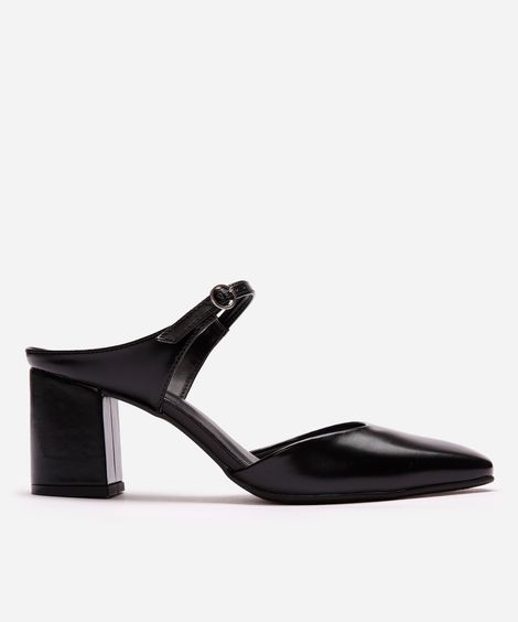 mule bico quadrado com salto mindset preto