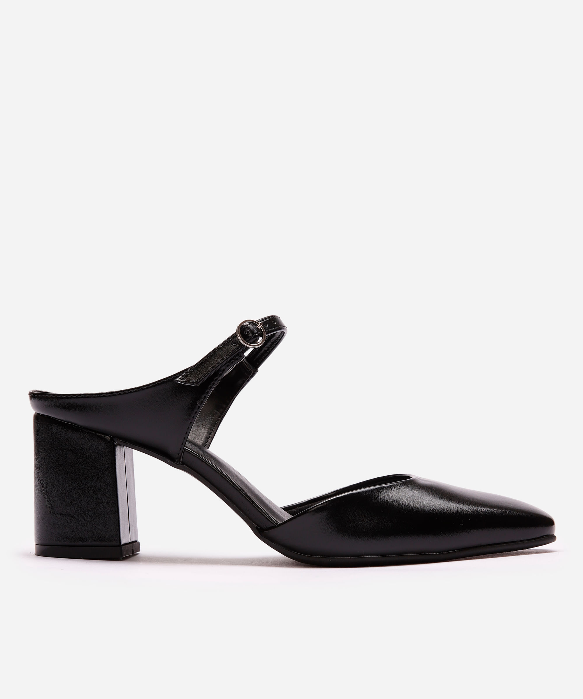 mule bico quadrado com salto mindset preto