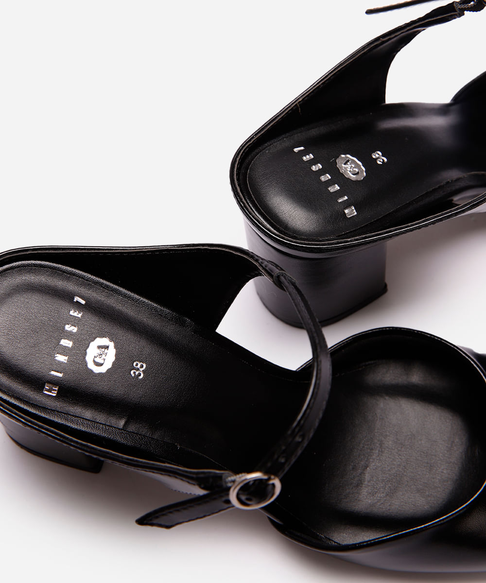 mule bico quadrado com salto mindset preto