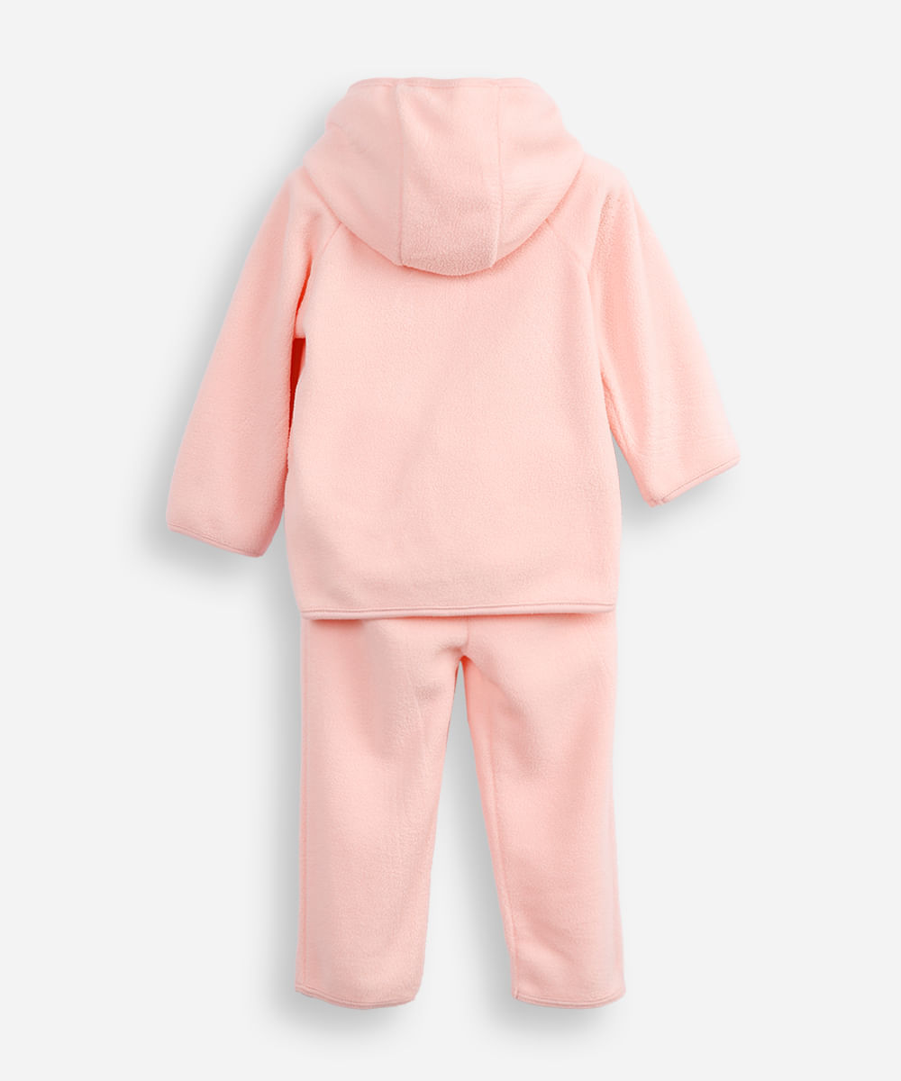 conjunto infantil longo de moletom coelhinho rosa