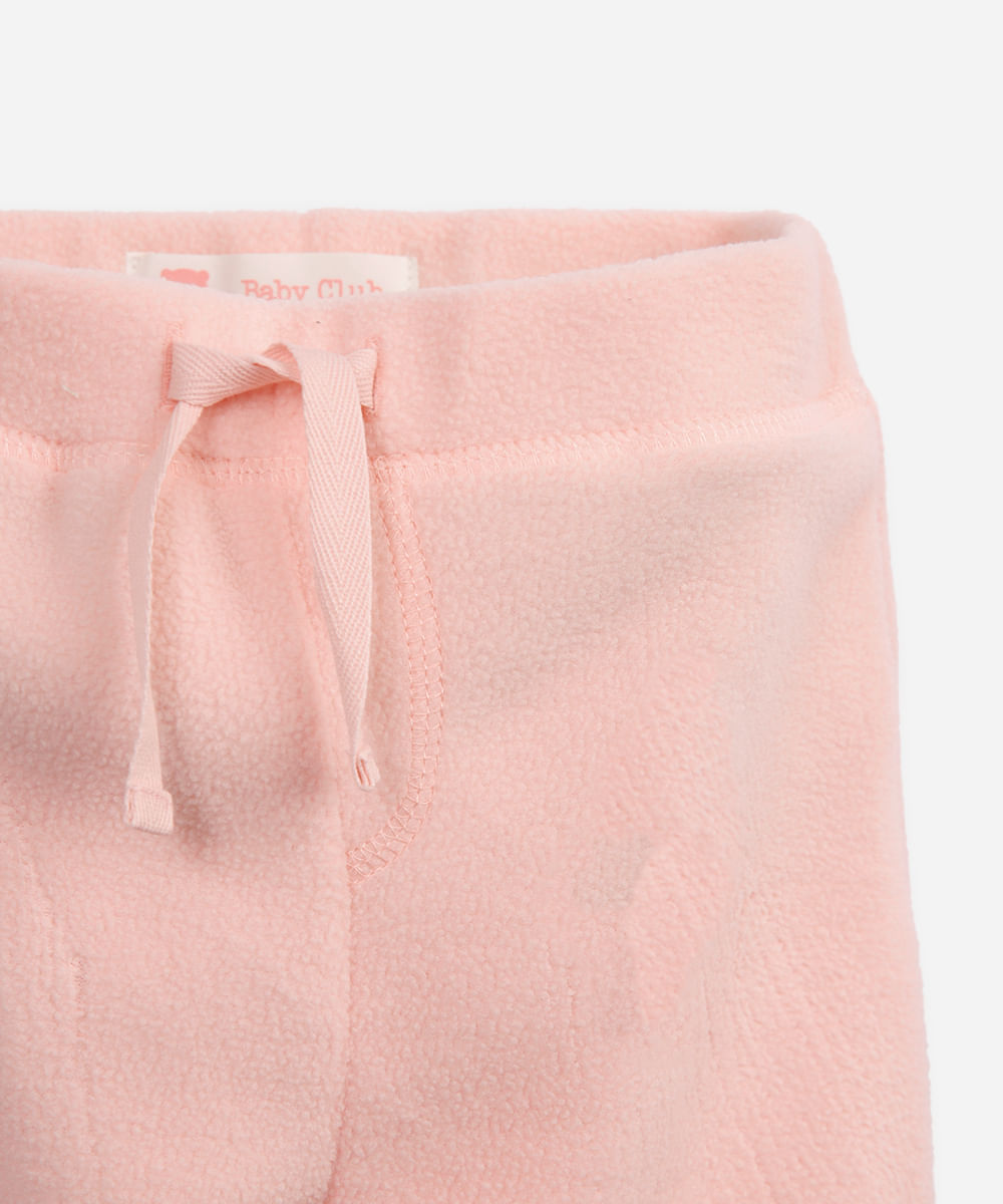conjunto infantil longo de moletom coelhinho rosa