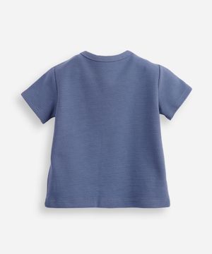 camiseta de algodão infantil com bolso texturizada azul