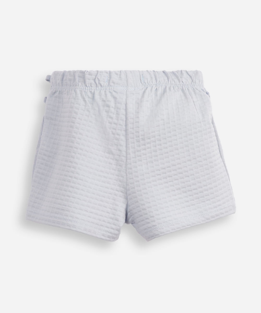 short saia de algodão infantil com lacinhos azul