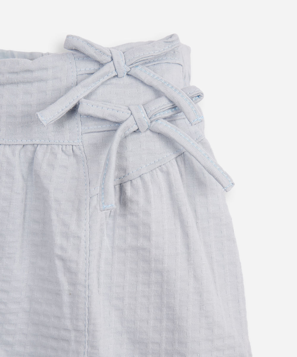 short saia de algodão infantil com lacinhos azul