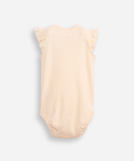 kit de 2 bodies infantis de algodão manga laise bege