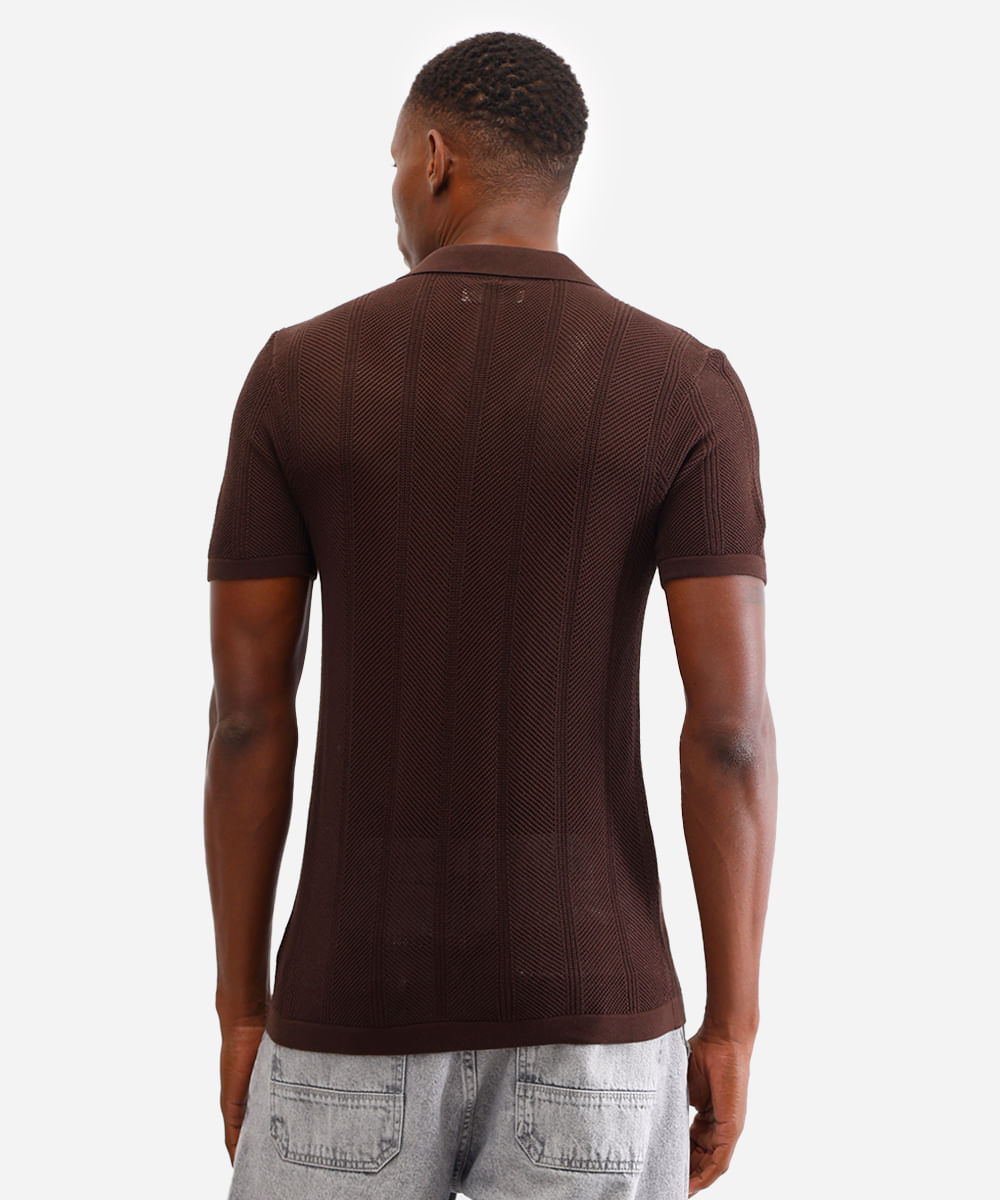camisa de tricot manga curta marrom